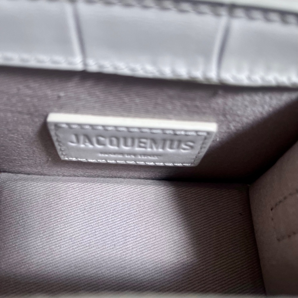 Jacquemus Le Chiquito White Croc Embossed Leather Mini Bag & dustbag NWOT - Picture 2 of 15